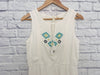 KENZIE White Turquoise Dress Beaded Sz 6 Sleeveless Cotton Lined Boho Western