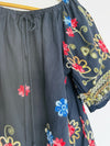 ROSE KNOX Navy Floral Embroidered Blouse Off Shoulder Top Boho Peasant