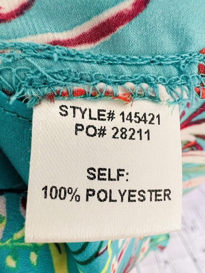 SKIES ARE BLUE Women Sleeveless Top Sz 3X Floral Print Mix Media Ruffle Blouse