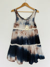 ENTRO NWT Tie Dye Tiered Tunic Dress Sz S Flowy Crochet Trim Lined Boho Western