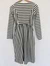 ORANGE CREEK Terry Cloth Dress Sz S Stripped Dark Grey White Pull￼over Pockets
