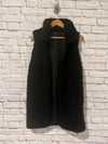 JUSTIN & TAYLOR Black Long Fleece Vest Size OS Open Front Mid Length Goth Grunge