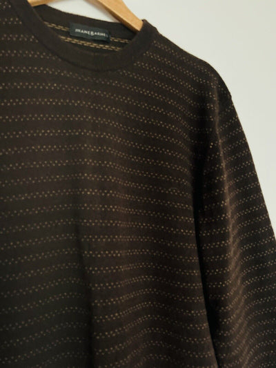 JHANE BARNES 100% Cashmere Sweater Sz M Brown Geometric Stripe Dot