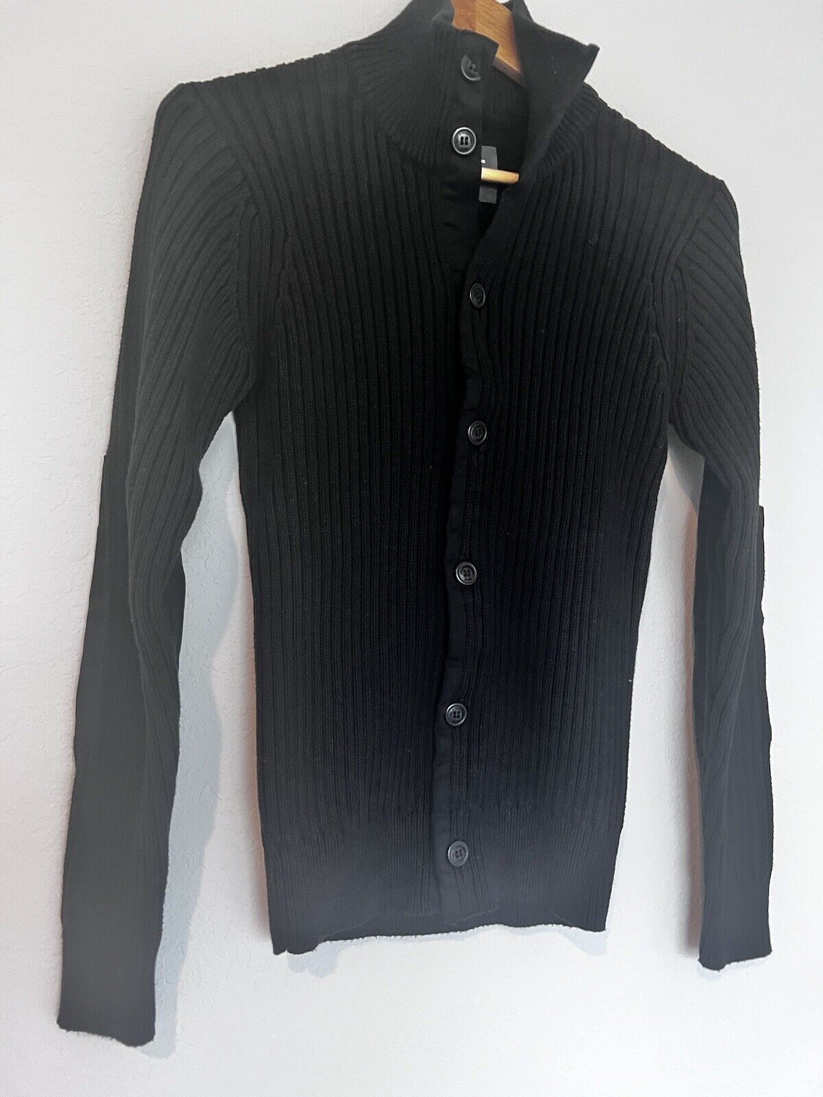 L.O.G.G. H&M Men’s Button Cardigan Black Cotton Sz Small Academia Preppy