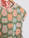 MATILDA JANE Girls Pear Print Dress Size 16 Olive Color Full Skirt Bow