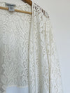CATHERINES Open Front Blazer Jacket Size 4X Linen Blend Mix Media Lace Boho