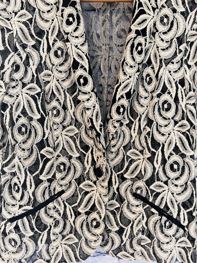 INC INTERNATIONAL NWT Womens Lace Blazer Sz XL Embroider Black & Beige