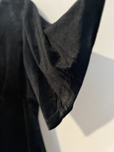 KNOX ROSE Black Velvet Velour Top Sz L Elbow Sleeve Blouse Elegant Party Formal