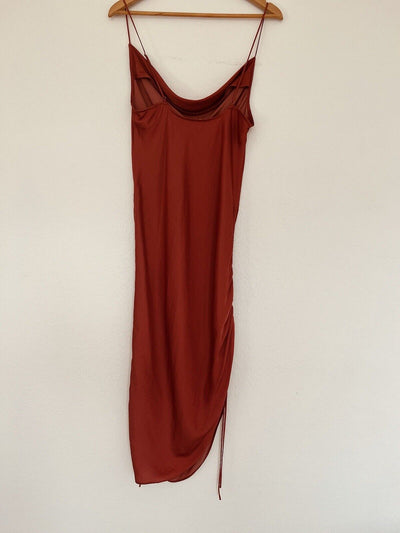 Intimately Free People Slip Dress Sz L Rust Orange Ruche Sides