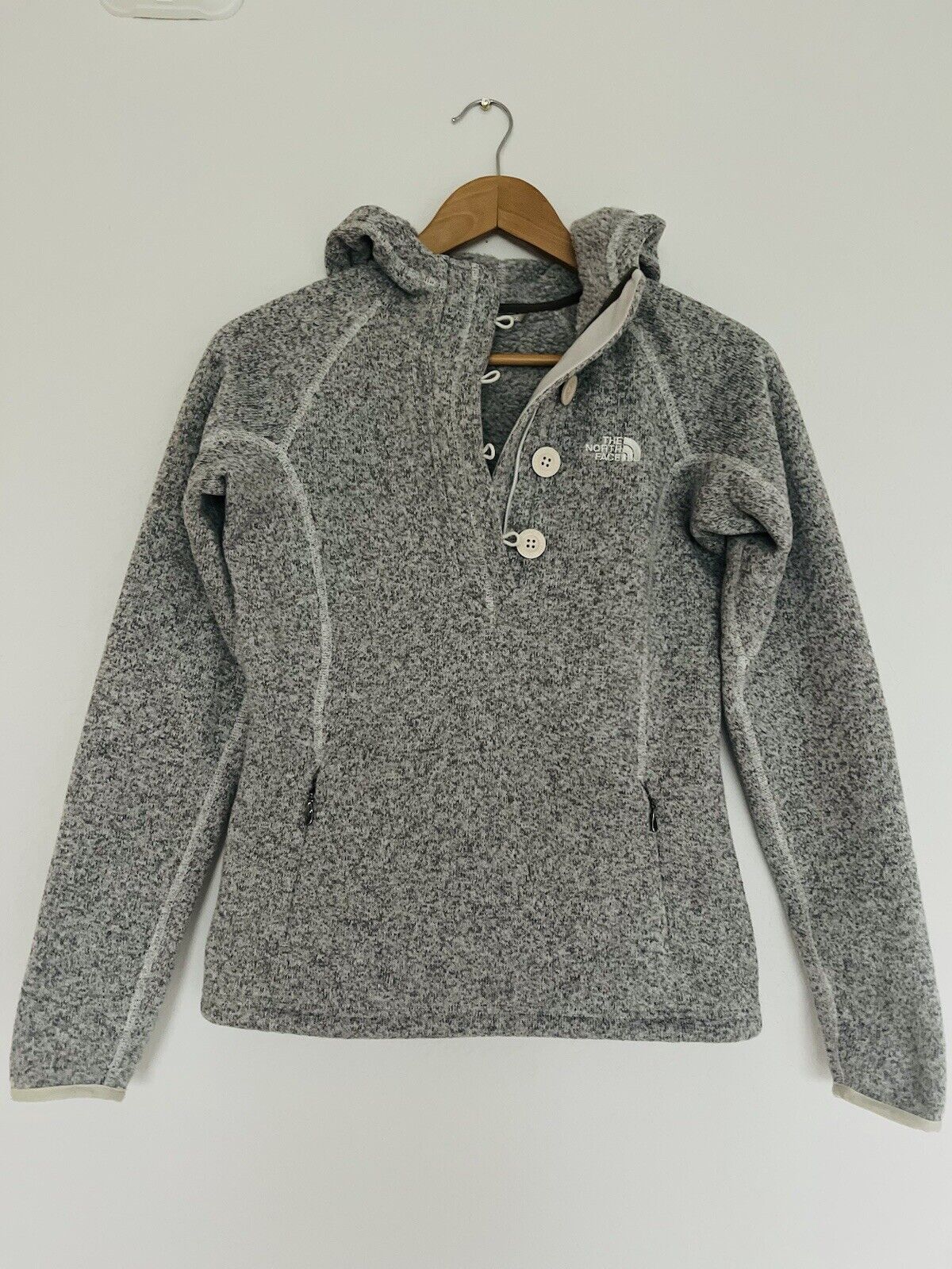 The North Face Crescent Sunshine Hoodie Gray Button Front Jacket Coat Sweater