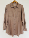 RISEN Los Angeles Linen Blend Dress Shirt Sz XL Mauve Lagenlook Minimalist