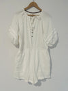 KNOX ROSE Romper Sz L Short Sleeve 100% Cotton Gauze Shorts One Piece Boho