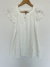 KNOX ROSE White Blouse Sz XS Boho Tassel V-Neck Floral Eyelet White Top