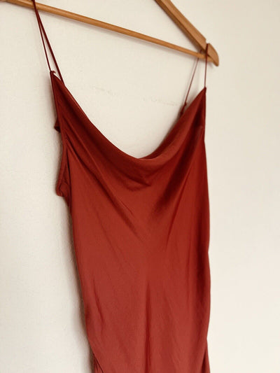 Intimately Free People Slip Dress Sz L Rust Orange Ruche Sides