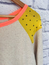 DEMOCRACY Womens Sweatshirt Sz 2X Tan Sheer Shoulder Detail Artsy Relaxed