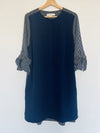 ANN TAYLOR Loft Navy Blue White Shirt Dress Sz M Block Shift 3/4 Sleeve Office