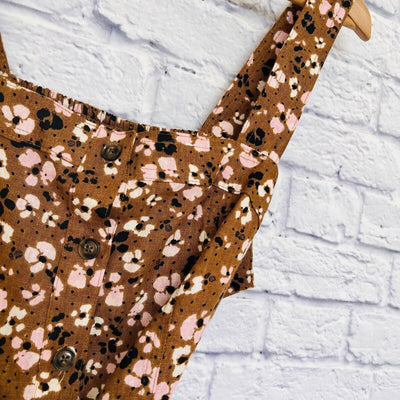 Who What Wear Womens Large Animal Floral Print Button-Front Tank Top Belted