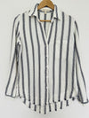 ANTHROPOLOGIE Cloth & Stone Woven Striped Button Up Shirt Sz S Long Sleeve