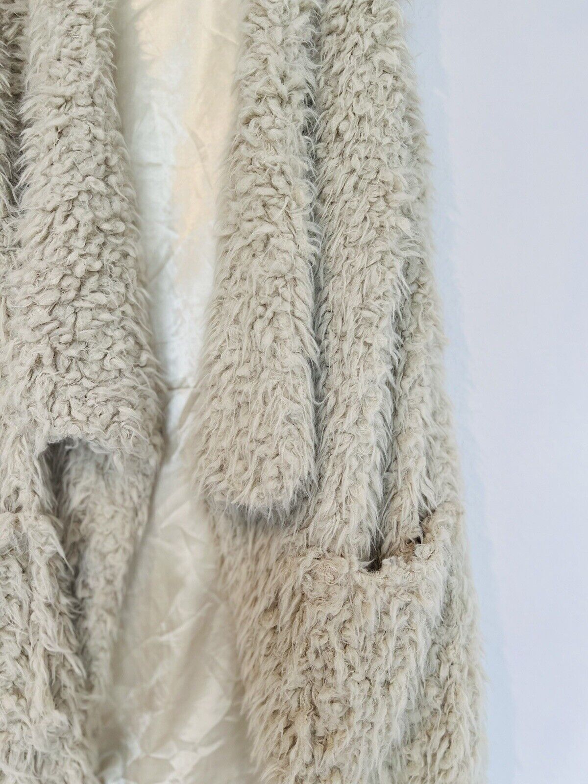 Unbranded Jacket Faux shaggy Sherpa Fur Vest Waterfall Front Sleeveless Lined