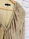 ANTHROPOLGIE RYU Ruffle Lace Cardigan Sz S Beige Long Sleeve Draped Goblincore
