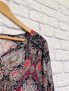 KRAZY KAT Woman’s Multicolor Paisley V Neck Long Sleeve Floral Blouse Size 3X