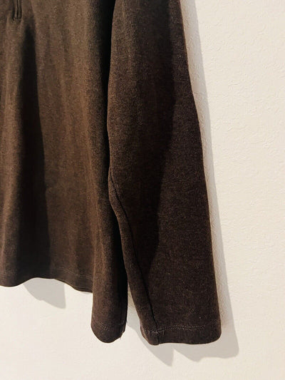 BANANA REPUBLIC Mens 100% Cotton Sweater Sz L 1/4 Zip Pullover Long Sleeve Brown