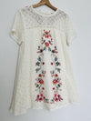 UMGEE Crochet Floral Mini Dress Sz M Ivory Embroidered Cottagecore Boho Western