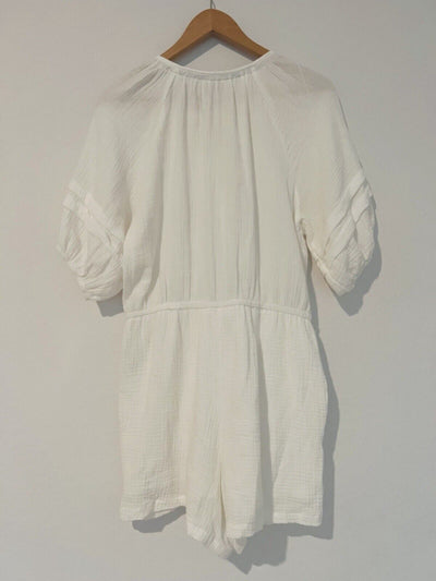 KNOX ROSE Romper Sz L Short Sleeve 100% Cotton Gauze Shorts One Piece Boho