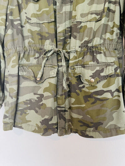KNOX ROSE Embroidered Jacket Sz L Camo Anorak Cargo Utility Pockets Boho
