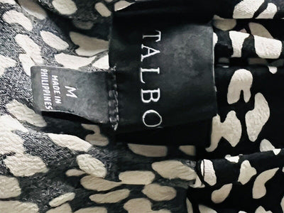 TALBOTS Black/White Spotted Print Ruffle Tiered Skirt Sz M Causal Midi