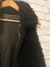 JUSTIN & TAYLOR Black Long Fleece Vest Size OS Open Front Mid Length Goth Grunge