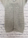 SOFT SURROUNDINGS Crochet Sweater Sz Petite L Gray Short Sleeve Open Knit Long