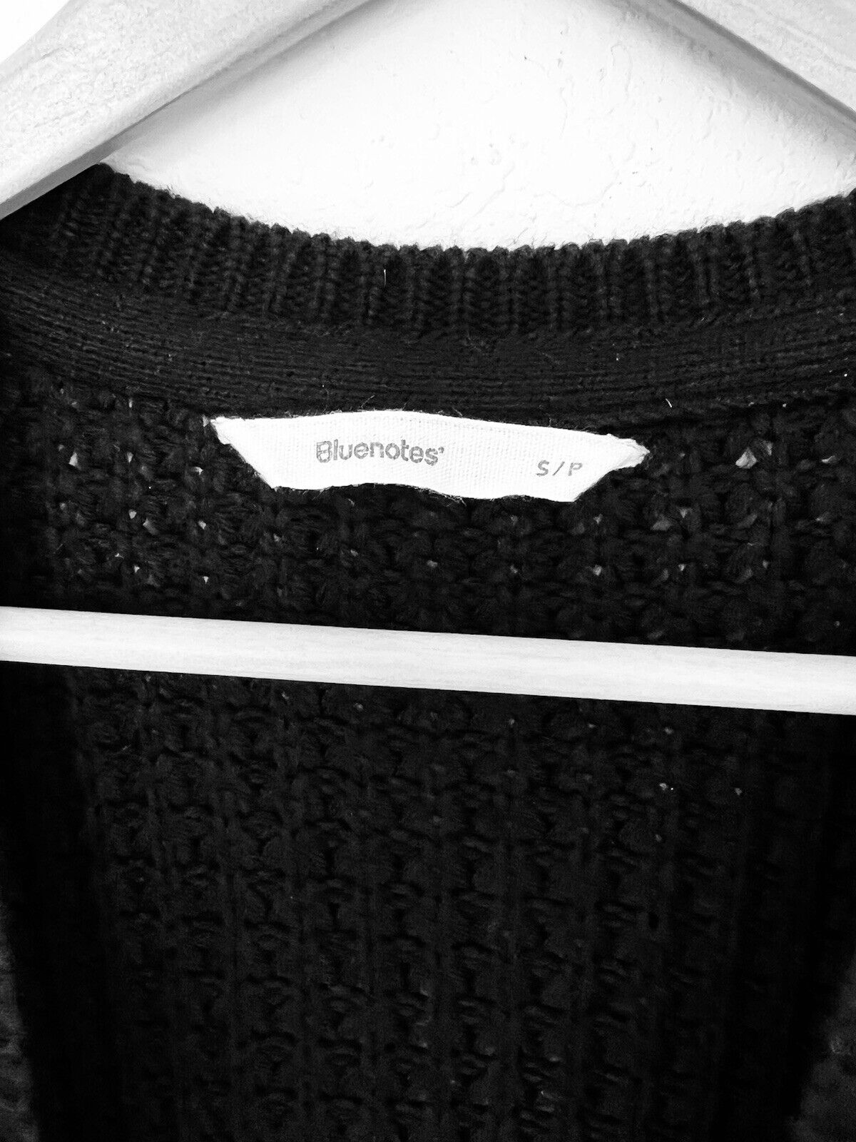 BLUENOTES Black Cardigan Sz S Open Front Chunky Open Knit Sweater Cozy Warm