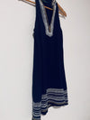 THML Womens Embroidered Navy Dress Sz S Sleeveless Knee Length