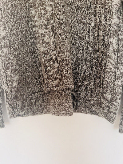 VERA WANG Gray Chunky Sweater Sz XL Cable Knit Long Sleeve Hi-Low Mixed Pattern