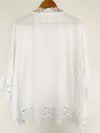 CHELSEA & THEODORE Crochet Top Plus Sz 2X 3/4 Sleeve V-Neck Pullover Botton Boho
