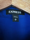 WHO WHAT WEAR Cobalt Blue Long Sleeve Blouse Sz M Collard Button Up Office Top