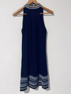 THML Womens Embroidered Navy Dress Sz S Sleeveless Knee Length