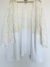 CATHERINES Open Front Blazer Jacket Size 4X Linen Blend Mix Media Lace Boho