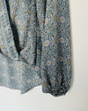 MAX STUDIO Floral Blue Blouse Sz S Hi-Low Top Flowy Boho Career