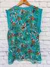 SKIES ARE BLUE Women Sleeveless Top Sz 3X Floral Print Mix Media Ruffle Blouse