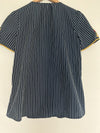 MADEWELL Navy Blue Stripe Top Sz XS Embroidered Floral Blouse Boho Hippie Style