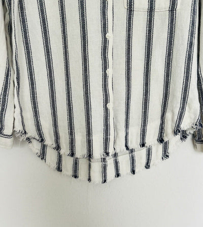 ANTHROPOLOGIE Cloth & Stone Woven Striped Button Up Shirt Sz S Long Sleeve