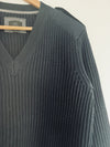 Banana Republic Navy Blue Merino Wool Sweater Sz S V-Neck Shoulder Botton Detail