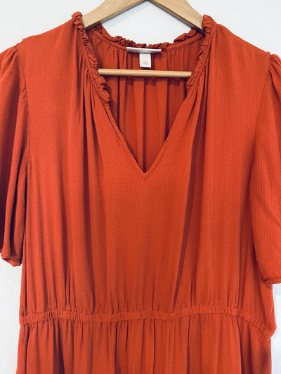Knox Rose Midi Dress Sz L Pumpkin Spice Burnt Orange Vacation Boho Preppy
