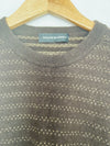JHANE BARNES 100% Cashmere Sweater Sz M Brown Geometric Stripe Dot