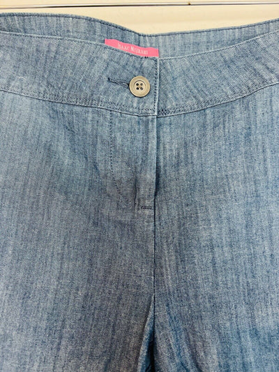 Isaac Mizrahi Womens Shorts 6 Blue Chambray Button Pockets Classic Casual Preppy