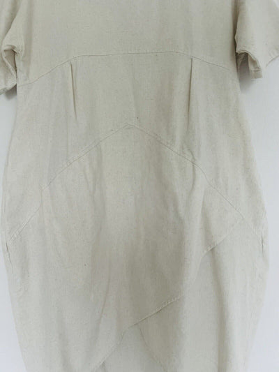 Unbranded Cotton Linen Dress Irregular Hem with Pockets Cream Boho Lagenlook