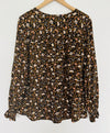 KNOX ROSE Floral Pullover Blouse Sz XL Tie Neck Long Sleeve Tunic Top Boho
