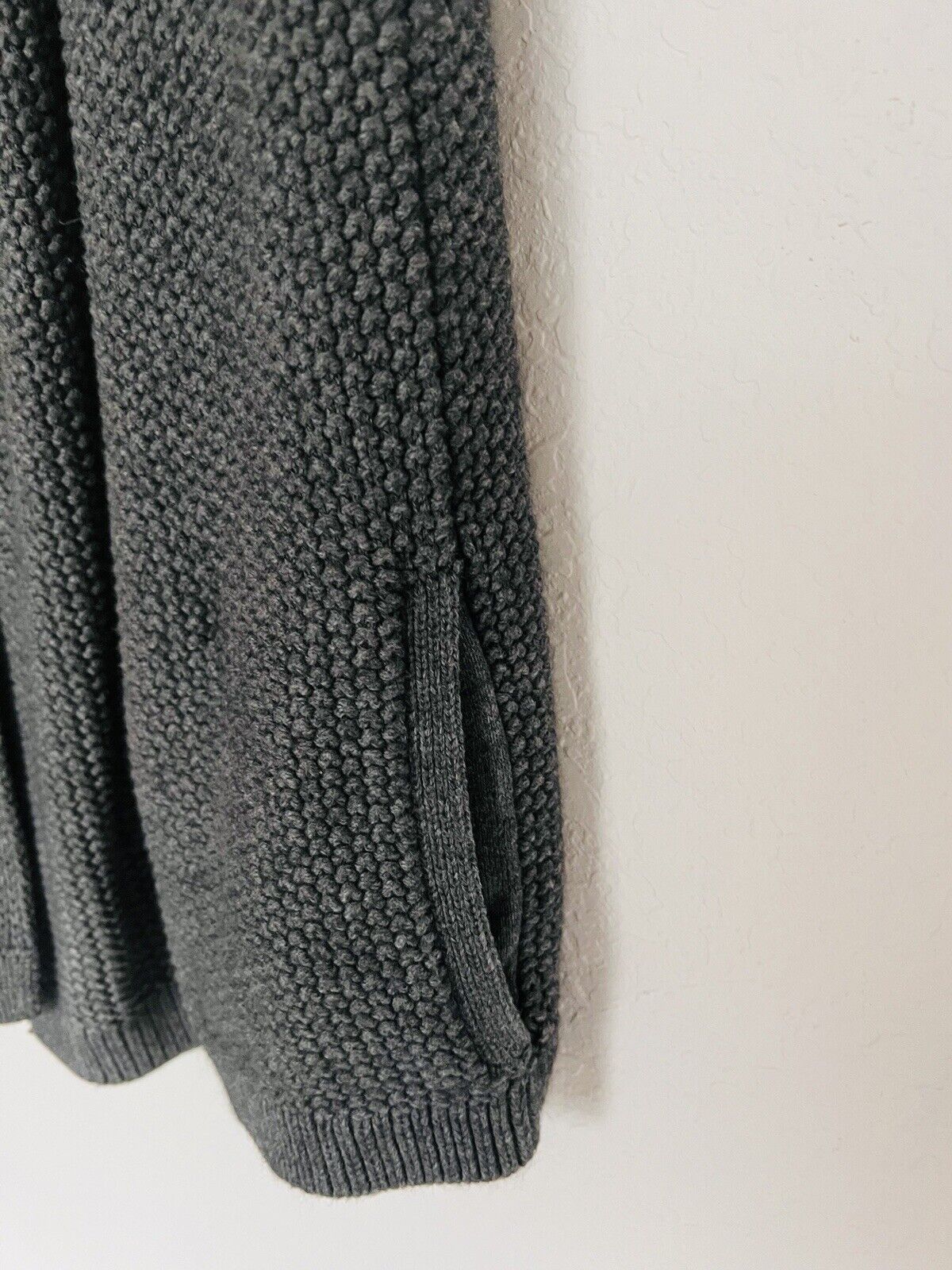 ARMANI EXCHANGE Knitted Short Sleeve Cardigan Sz S Cable Knit Collar Open Front